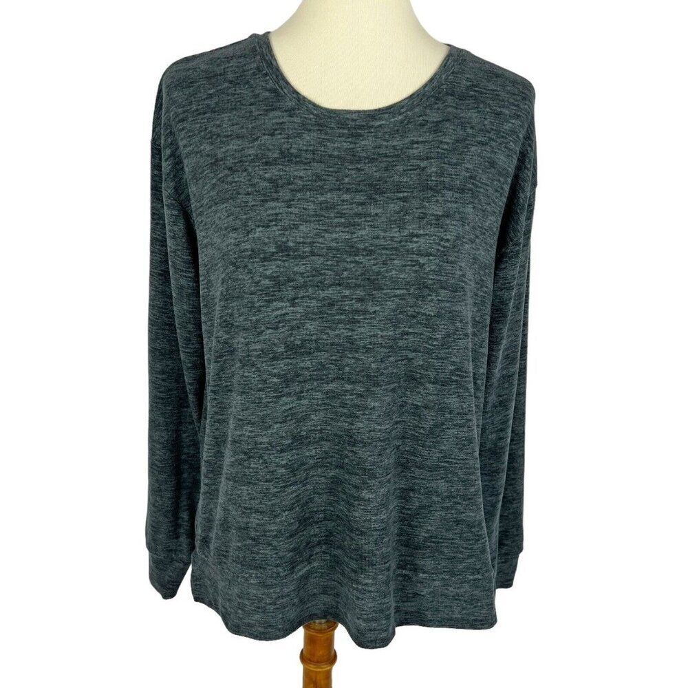 Natori Heathered Gray Jersey Lounge Pullover Sweatshirt Top Crew Luxury Soft Med